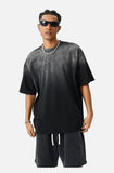Front view of the black Y2K Oversized Urban T-shirt in a gray background