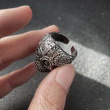 Steampunk Adjustable Open Cross Skull Ring
