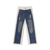 Vintage Patchwork Destroyed Low Waist Denim Jeans