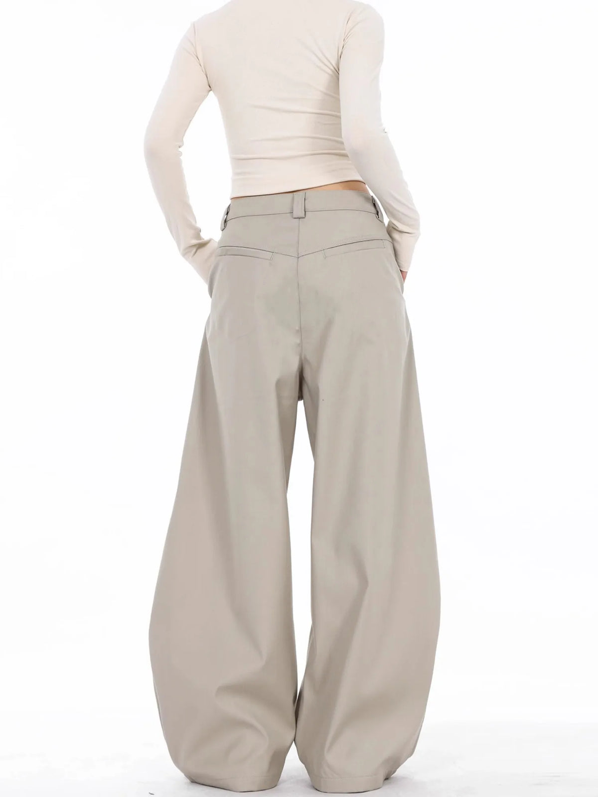 Black High Waist Straight Suit Pants