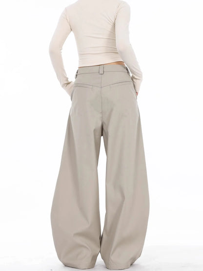 Black High Waist Straight Suit Pants