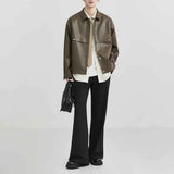 American Retro PU Leather Long-Sleeved Jacket