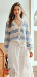Fashionable Spliced Striped Knitted Cardigan