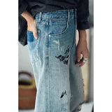 Vintage Distressed White Western Jeans