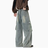 Drawstring Retro Elastic Cargo Jeans