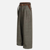 Versatile Patchwork Houndstooth Suit Pants
