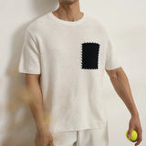 Streetwear Luxury Knit O-Neck Short Sleeve T-Shirt