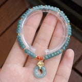 Bohemian Jade Peace Button Pendant Bracelet