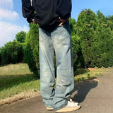 Streetwear Vintage Graffiti Embroidered Denim Jeans