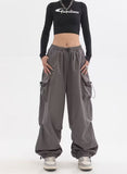 Baggy Elastic Waist Cargo Pants
