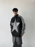 Retro Patchwork Star Varsity Jacket