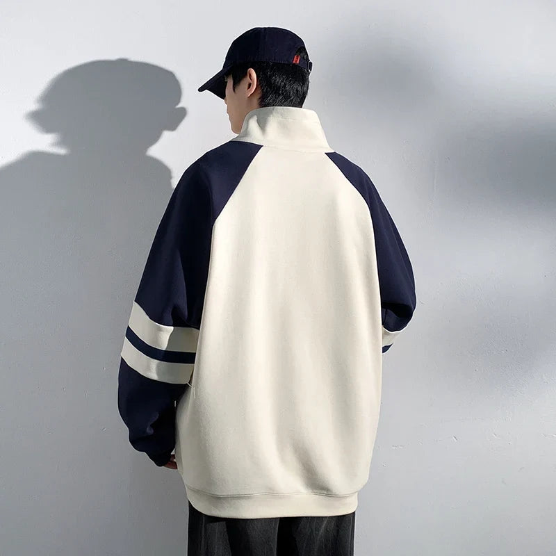 Contrast Color Patchwork Pullover Sweatshirt