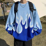 Streetwear Gradient Fire Knit Sweater