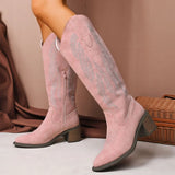 Lovely Pink Knee High Cowgirl Zipper Boot