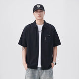 Plush Black Summer Loose Casual Short Sleeve Shirt