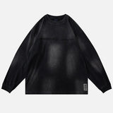 Japanese Style Letter Print Distressed Sweatshirt