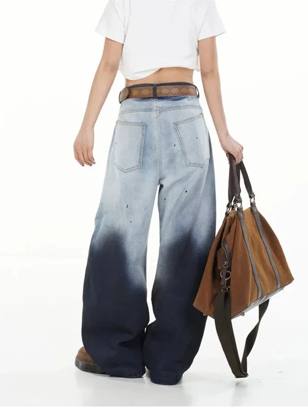 Vintage American Gradient Design Curved Jeans