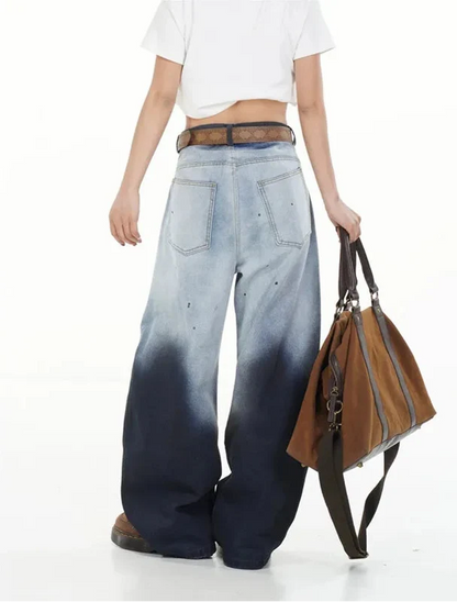 Vintage American Gradient Design Curved Jeans