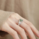 Classic Green Agate Sterling Silver Ring
