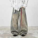 Retro Dirty American Style Wide Leg Jeans