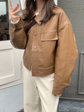 Women Classic Comfort Vintage Faux Fur Biker Leather Jacket