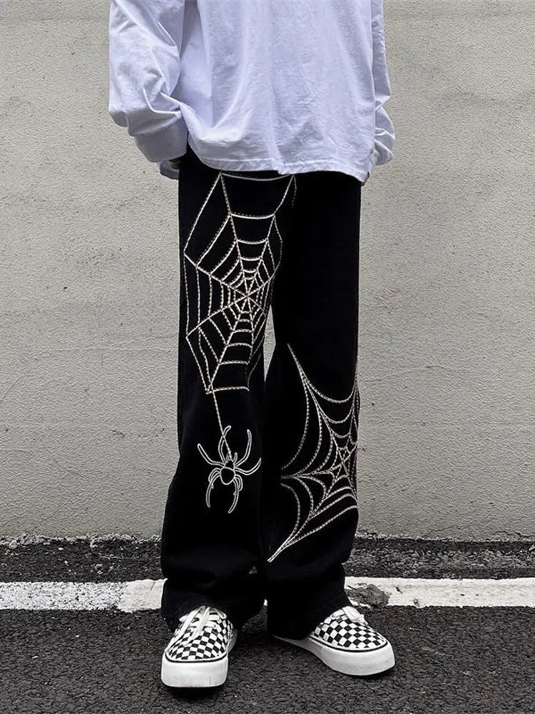 Y2k Spider Web Black Pants