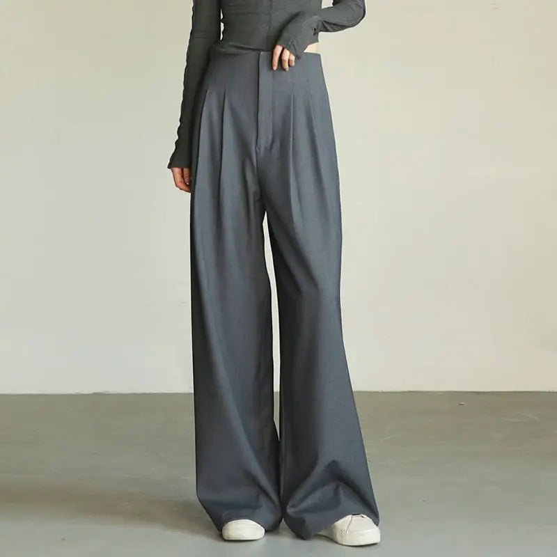 Classic Comfort Draping Effect High Waist Wide Pants