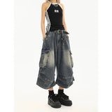 Vintage Washed Workwear Denim Shorts