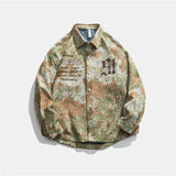 Trendy Gothic Daisy Print Varsity Jacket