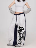 Y2K Streetwear High Waist Letter Patchwork Sweatpants
