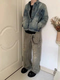 Vintage Ice Distressed Ink Splash Cargo Jeans