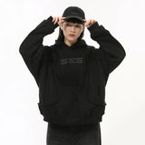 Embroidery Solid Color Deconstruction Hoodie