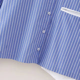 Y2K Striped Single Breasted Lapel Neck Casual Shirt