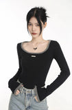 Sexy Black Sheath Knit Long T-Shirt