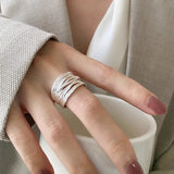 Geometric Twisted Lines Sterling Silver Ring