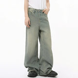 Straight Vintage Green Wide-leg Jeans