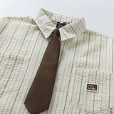 Elevated Japanese Style With Tie Loose Short Sleeve Shirt
