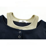 Slimming American Fake Two-Piece Long-Sleeved T-Shirt