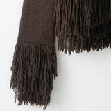 Perfect Fit Taseel Coffee O-Neck Collar Knitted Cardigan