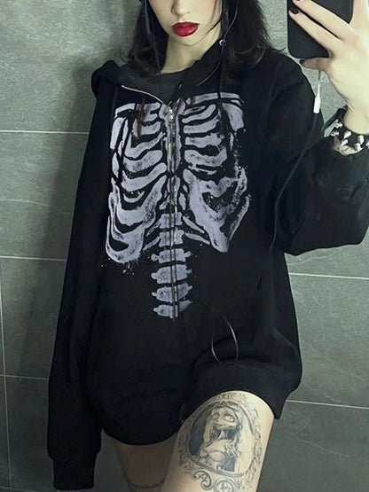 Cool Gothic Skull Print Streetwear Sweatshirt