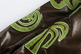 PU Patchwork Oversized Varsity Jacket