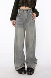Raw Edged Baggy Washed Denim Pants