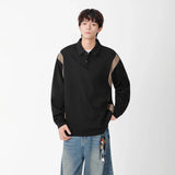 Fashionable Winter Contrast Polo Sweatshirt