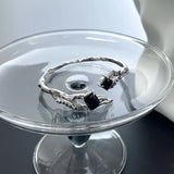 Geometric Black Square Sterling Silver Bracelet