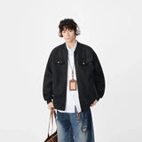 Distressed Pattern Casual Full Zip Jacket