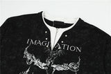Effortless Fake Two Pieces Graffiti Print Long Sleeve T-Shirt