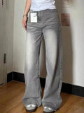 Streetwear Washed High Waist Wide Leg Jeans