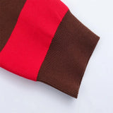 Insulated V-Neck Collar Striped Knit Polo Sweater