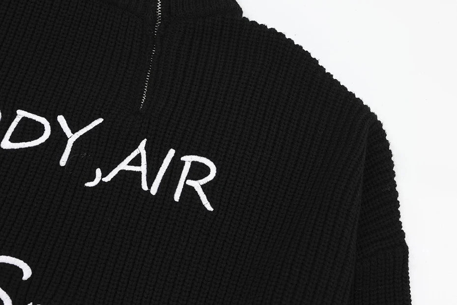 Y2k Letter Embroidery Turtleneck Sweater