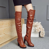 Vintage Cool Over Knee High Heels Leather Boot